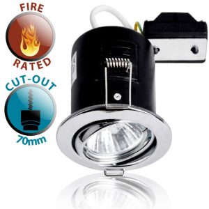 Polished Chrome 90 Min Fire Rated GU10 Tilt Recessed Downlight