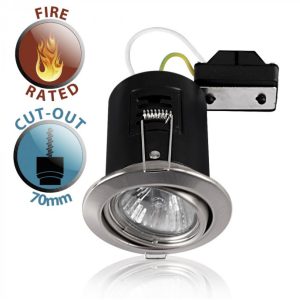 Satin Nickel Finish 90 Min Fire Rated GU10 Tilt Recessed Downlight