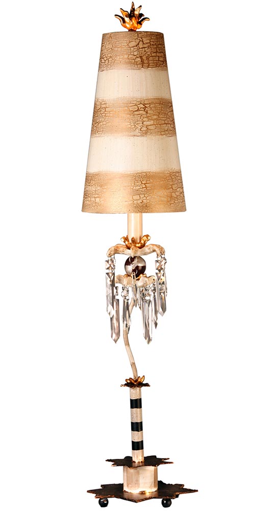 Flambeau Birdland 1 Light Large Table Lamp Black Cream Gold