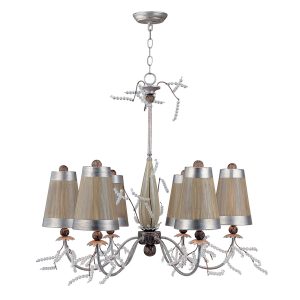 Kristal Luxe 6 light chandelier in distressed silver and putty main image