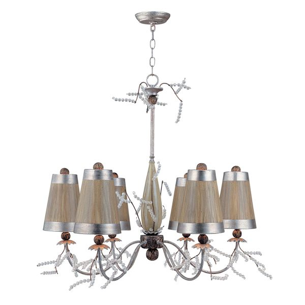 Kristal Luxe 6 light chandelier in distressed silver and putty main image