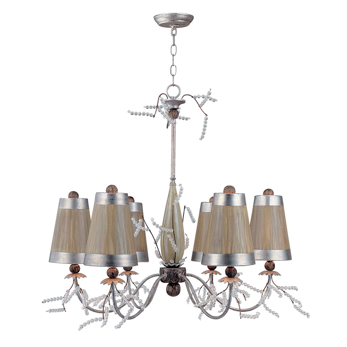 Kristal Luxe 6 light chandelier in distressed silver and putty main image