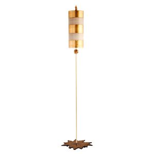 Flambeau Nettle single light tall floor lamp in gold leaf and cream