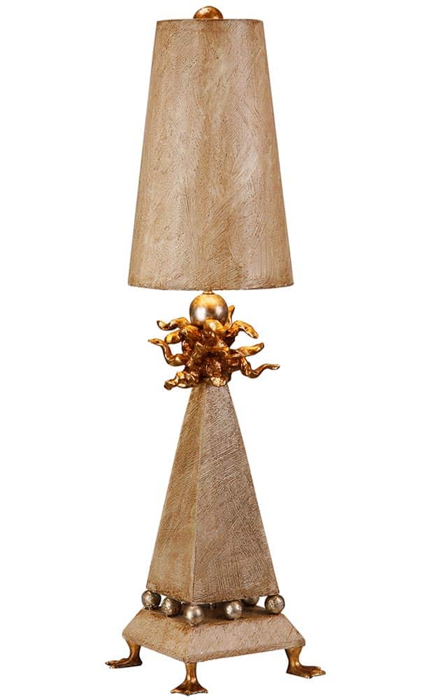 Flambeau Leda Gold 1 Light Table Lamp Cream Patina