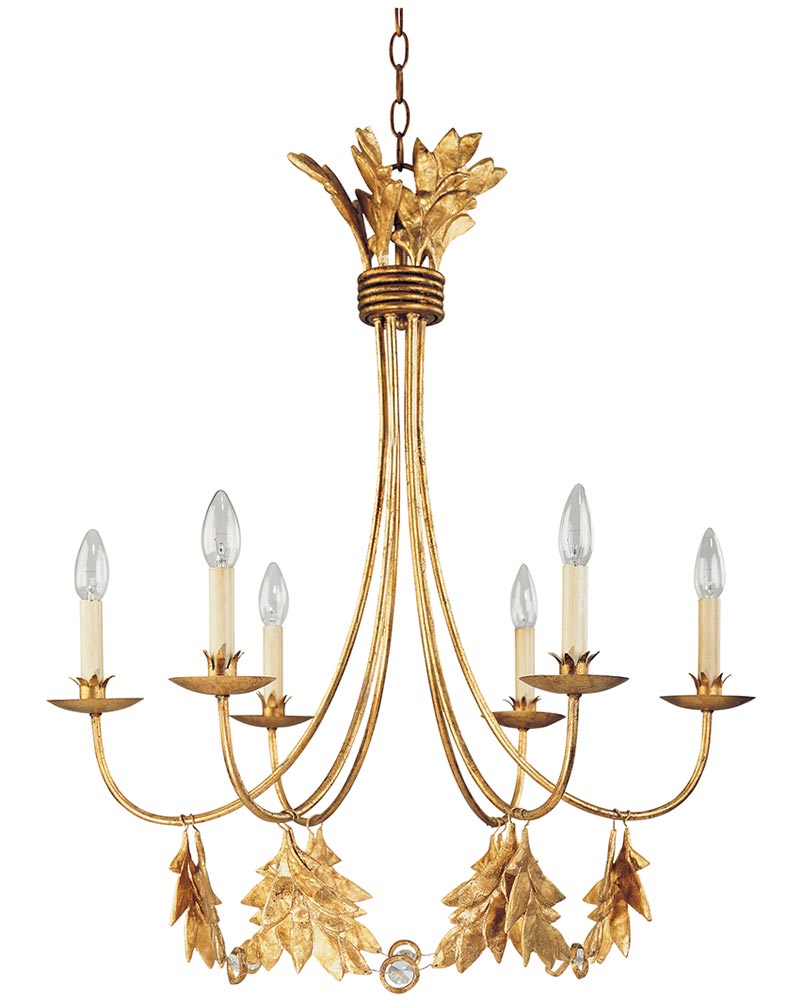 Flambeau Sweet Olive 6 Light Chandelier Gilded Gold Patina