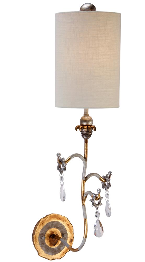 Flambeau Tivoli 1 Light Contemporary Wall Light Gold Leaf Crystal