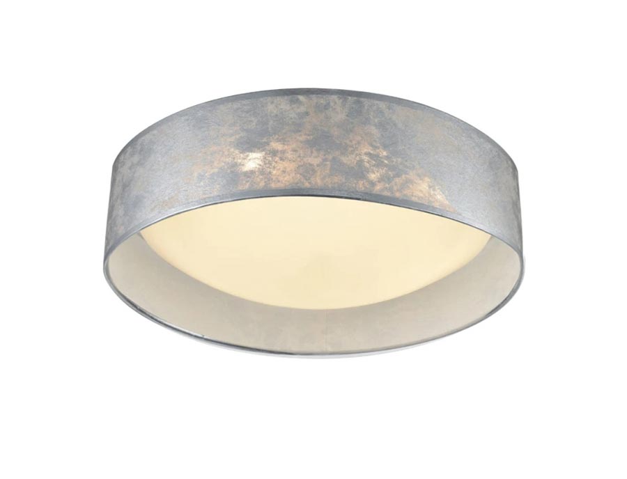 Classic 3 Lamp Flush Mount Low Ceiling Light Silver Fabric Shade