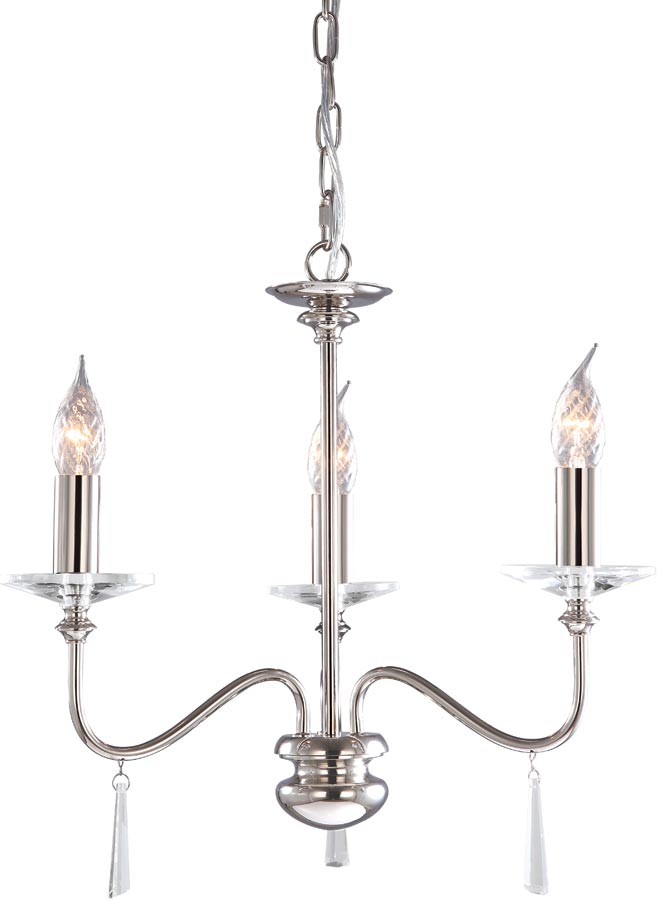 Elstead Finsbury Park Small 3 Light Polished Nickel Chandelier