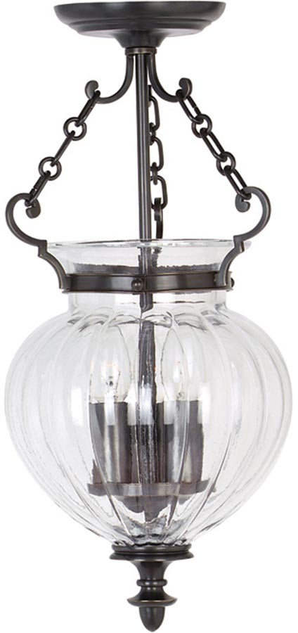 Finsbury Park Small Old Bronze 3 Light Glass Hanging Lantern