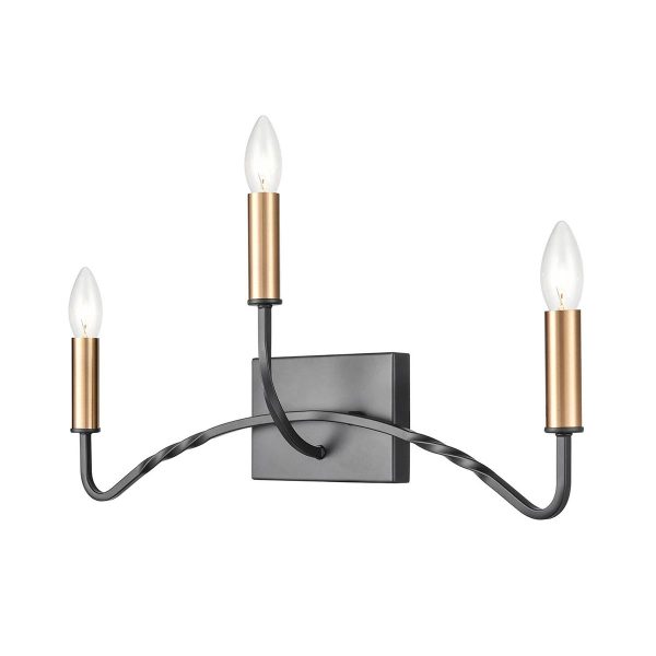 Modern industrial 3 lamp large ironwork wall light in dark bronze FL2455-3