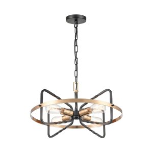 Modern industrial 4 light ironwork pendant in dark bronze full height FL2455-4