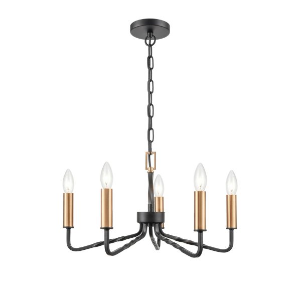Modern industrial 5 light ironwork chandelier in dark bronze FL2455-5