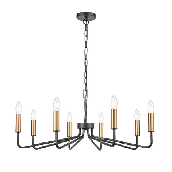 Modern industrial 8 light large ironwork chandelier in dark bronze FL2455-8