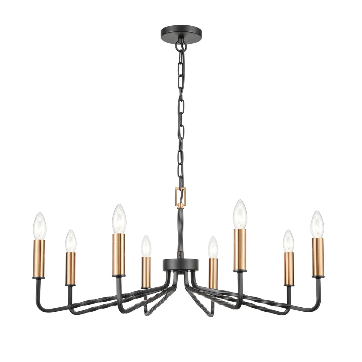 Modern Industrial 8 Light Large Ironwork Chandelier Dark Bronze / Brass