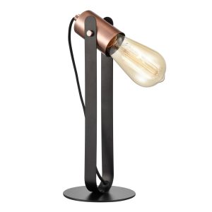 Modern industrial style 1 light table lamp in matt black