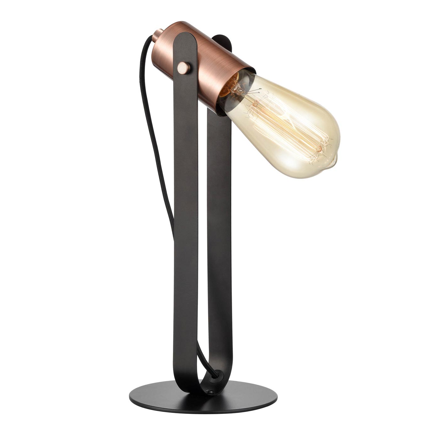 Modern Industrial Style 1 Light Table Lamp Matt Black / Brushed Copper