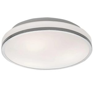 Flush 3 Lamp Backlit Bathroom Ceiling Light Chrome Opal Glass IP44