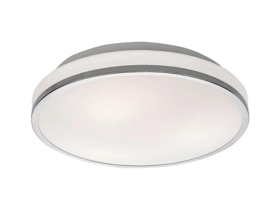 Flush 3 Lamp Backlit Bathroom Ceiling Light Chrome Opal Glass IP44