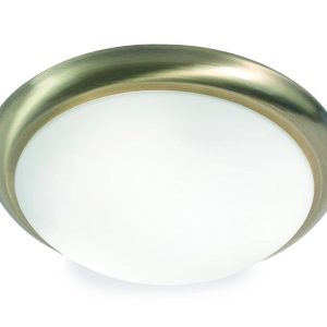 Classic 3 Lamp Flush Low Ceiling Light Matt Opal White Glass Bronze