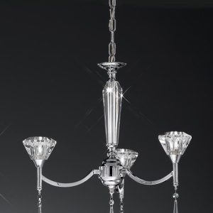 Classic 3 Arm Chandelier Polished Chrome Crystal Glass Shades Drops