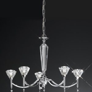 Classic 5 Arm Chandelier Polished Chrome Crystal Glass Shades Drops
