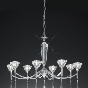 Classic 8 Arm Chandelier Polished Chrome Crystal Glass Shades Drops