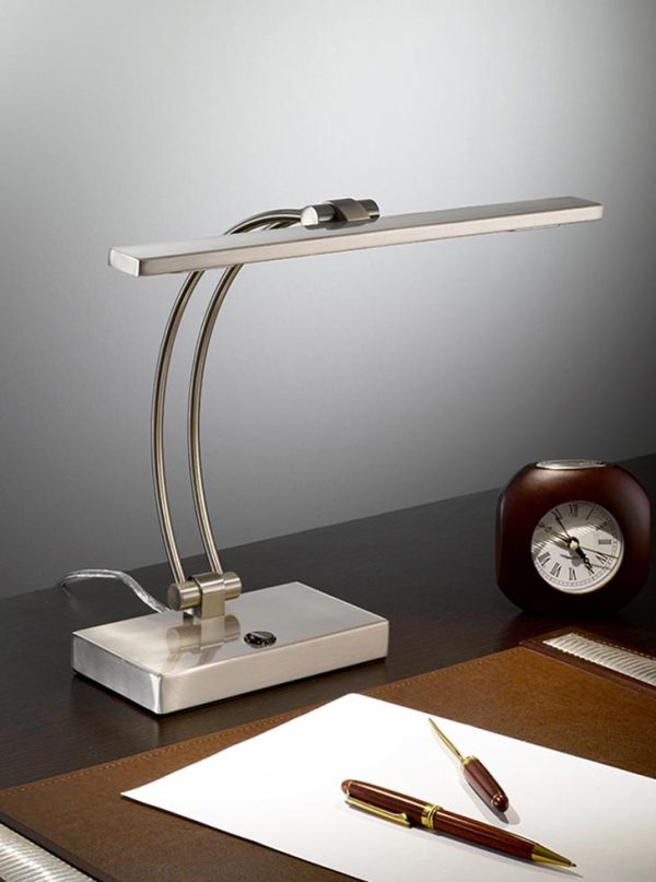 High Quality Slimline 6w LED Desk Table Lamp Satin Nickel 400lm