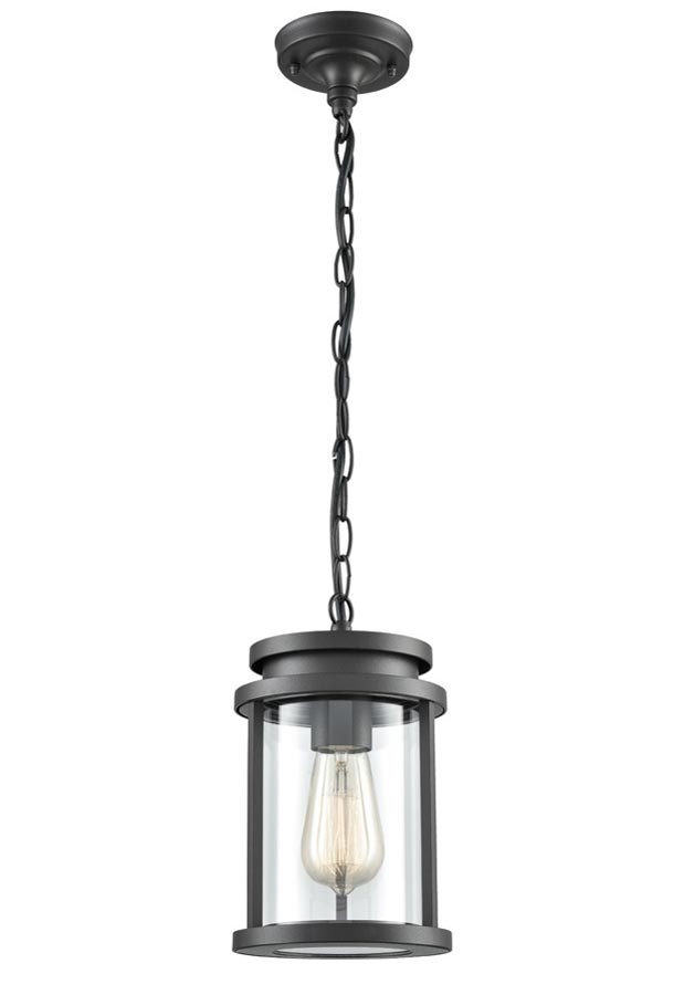 Modern 1 Light Small Outdoor Porch Chain Lantern Charcoal Clear Glass