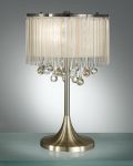 Contemporary 3 Light Table Lamp Bronze Cream Shade Glass Drops