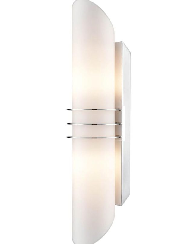 Art Deco Style 2 Lamp Bathroom Wall Light Chrome Matt Opal Glass