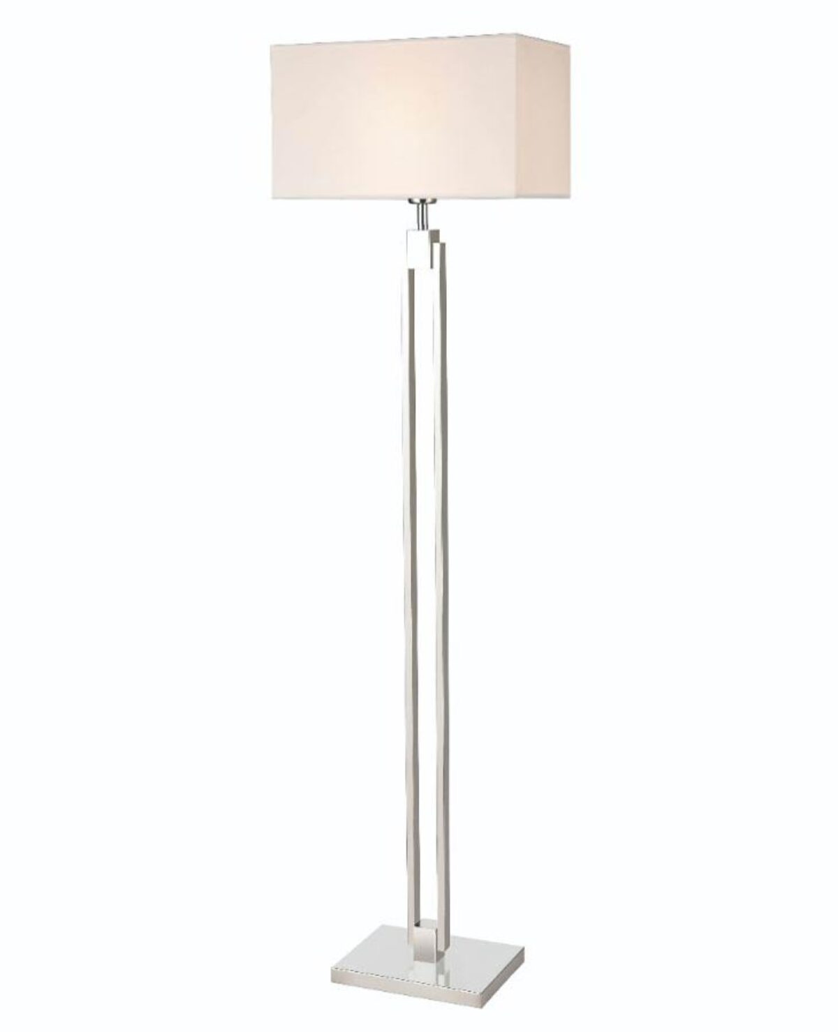 Art Deco Style Double Stem Floor Lamp Off White Shade Chrome Art Deco Style Double Stem Floor Lamp, Art Deco Standard Lamp Shades Uk