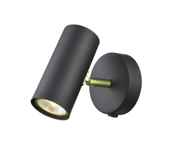 Quality Adjustable 1 Lamp Switched Wall Spot Light Matt Black / Gold