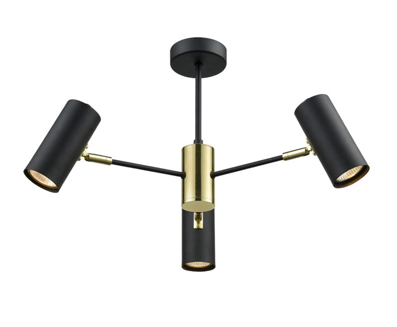 Quality Adjustable 3 Lamp Ceiling Spot Light Pendant Matt Black / Gold