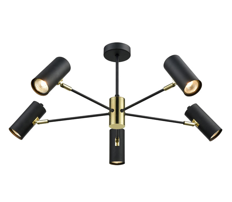 Quality Adjustable 5 Lamp Ceiling Spot Light Pendant Matt Black / Gold