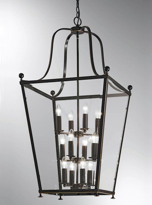 Franklite LA7005/12 Atrio very large 12 light antique bronze hanging lantern grey background