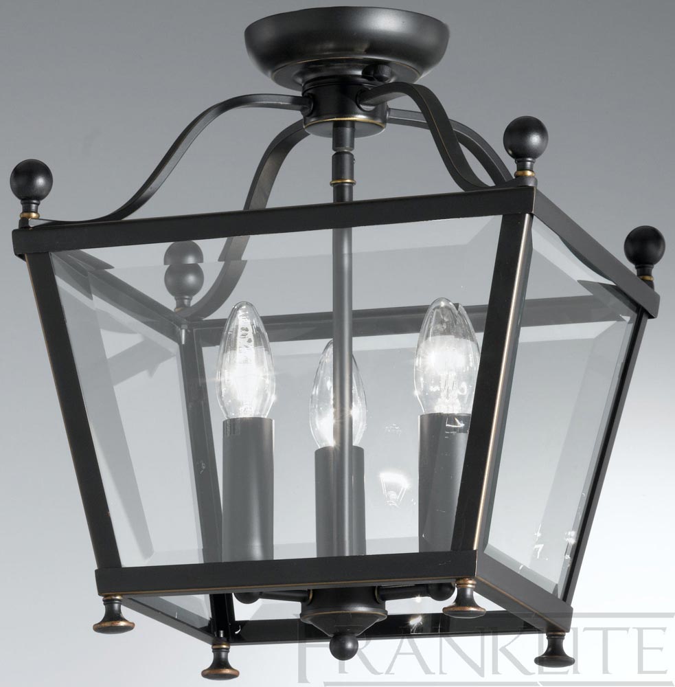 Edwardian Style Flush Mount 3 Light Ceiling Lantern Antique Bronze