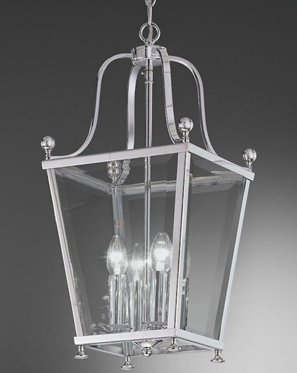 Franklite LA7002/4 Atrio chrome 4 light hanging hall lantern grey background