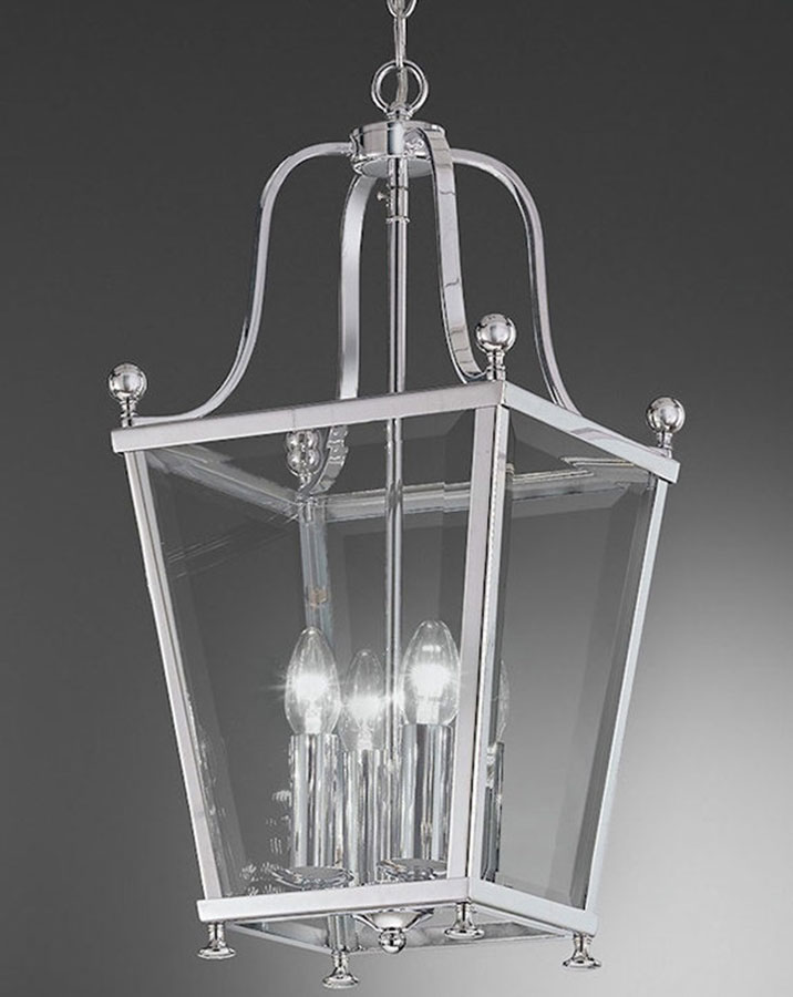 Edwardian Style Small 4 Light Hanging Hall Lantern Polished Chrome
