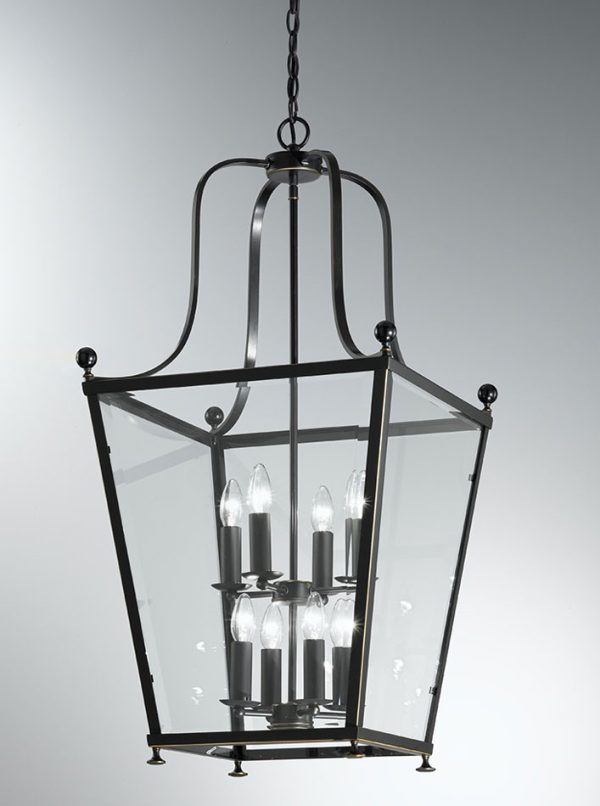 Franklite LA7005/8 Atrio large 8 light antique bronze hanging lantern grey background