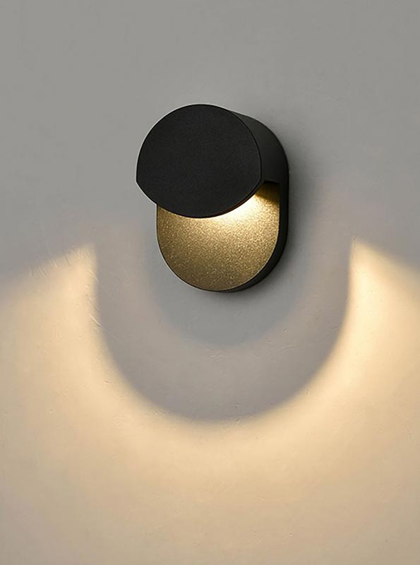 Small Oval 1 Light LED Exterior Wall Down Light Matt Black IP54