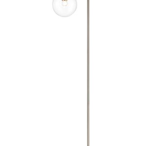 Retro style 1 light floor lamp in satin nickel with clear glass globe