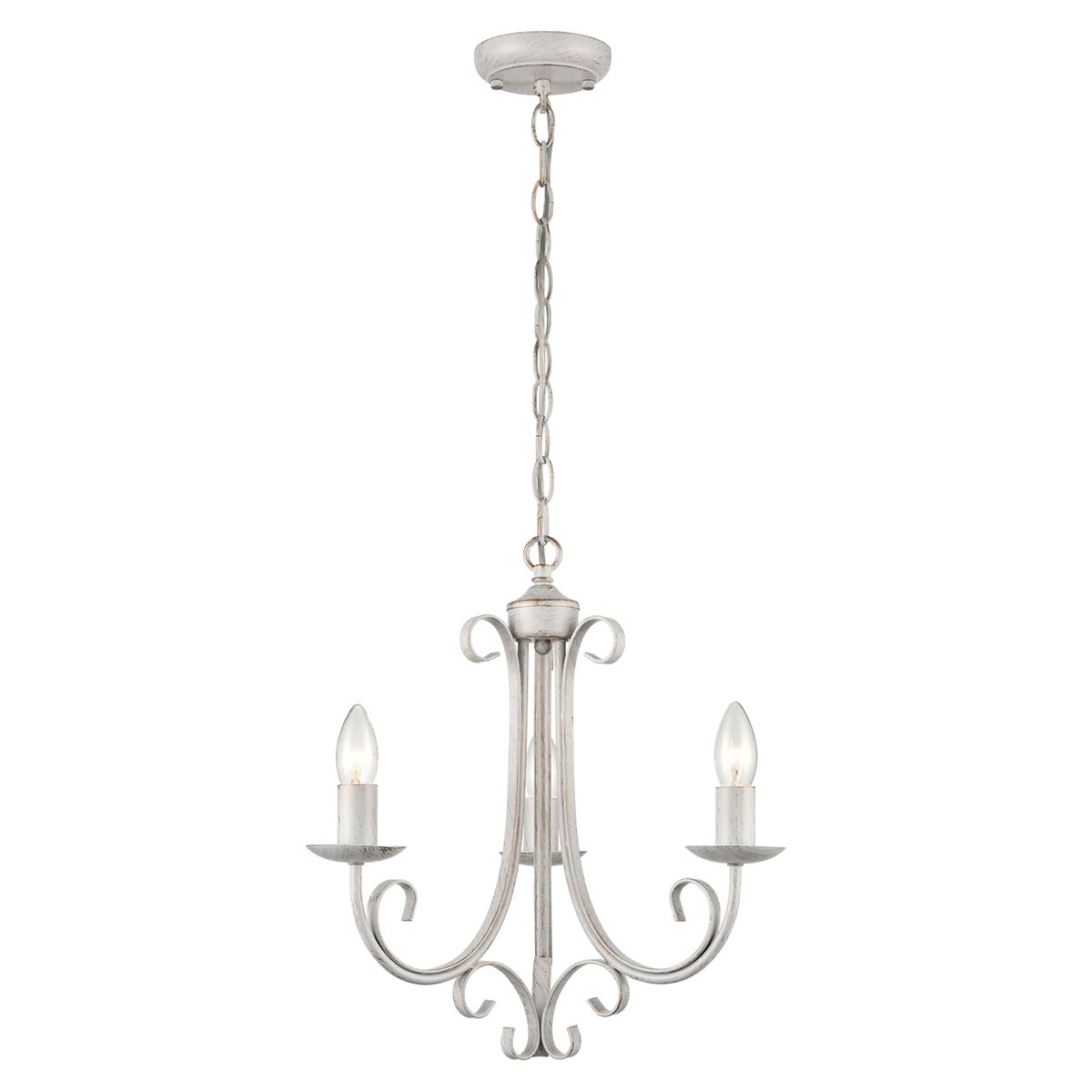 Italian Ironwork 3 Light Dual Mount Chandelier White Brushed Gold