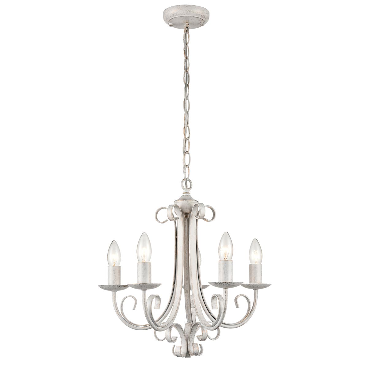 Italian Ironwork 5 Light Dual Mount Chandelier White Brushed Gold