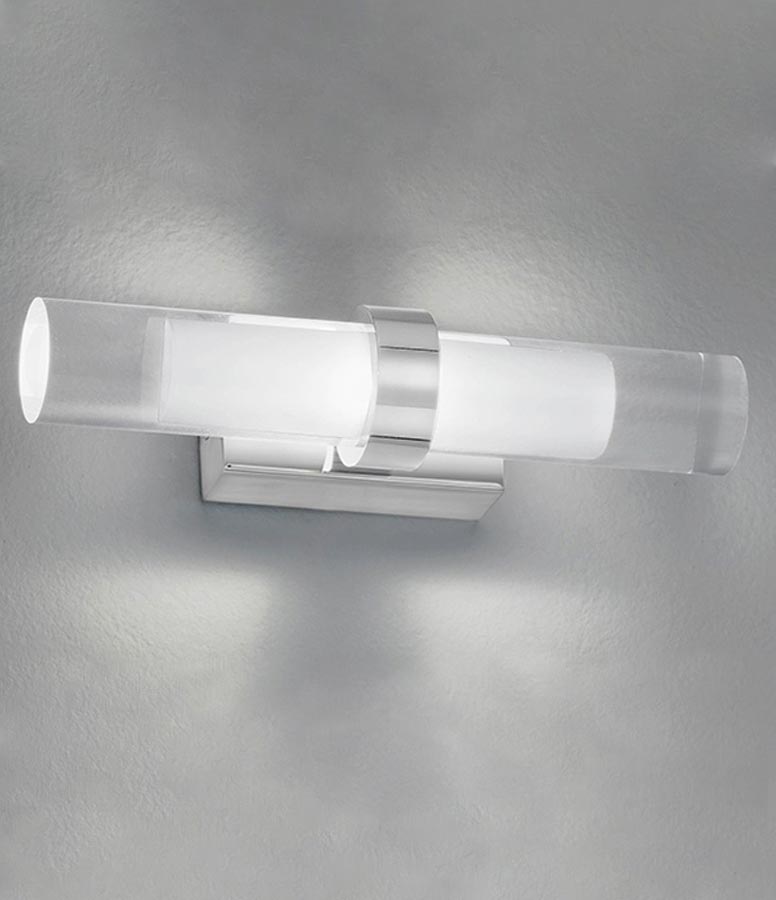 Stylish Modern 2 Light LED Bathroom Wall Light Polished Chrome IP44