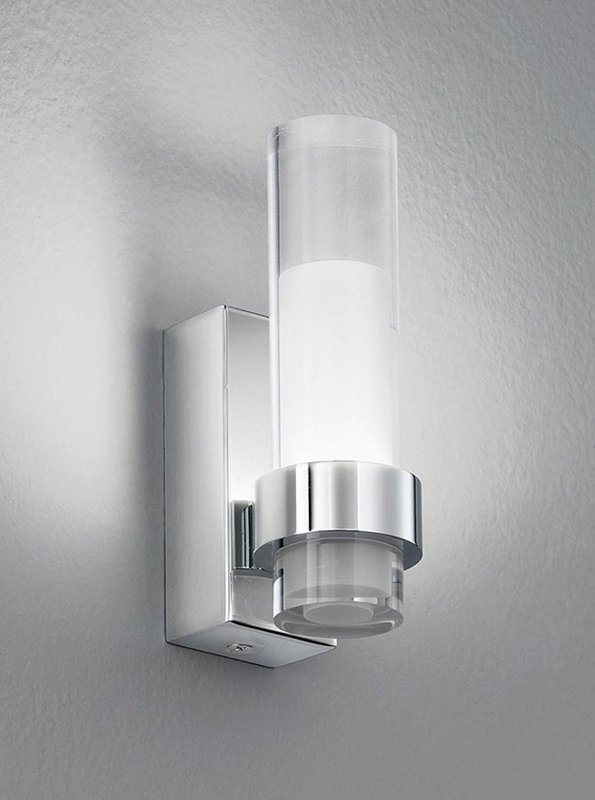 Stylish Modern 1 Light LED Bathroom Wall Light Polished Chrome IP44