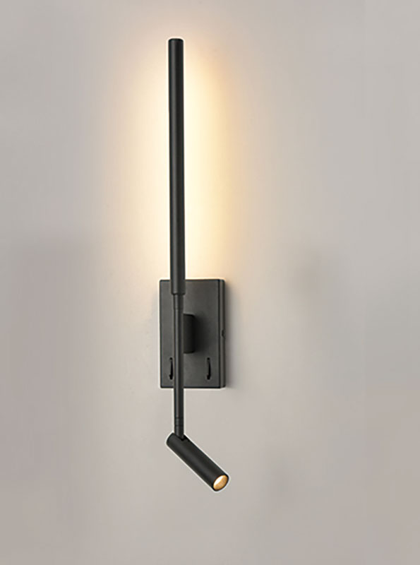 Contemporary Switched LED Bedside Wall Reading Light Matt Black