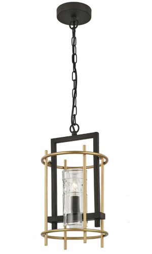 Franklite FL2368/1 Bistro single pendant ceiling light antique & matt gold ironwork