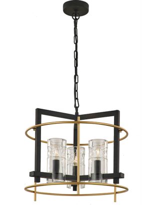 Franklite FL2368/3 Bistro 3 light ceiling pendant antique & matt gold ironwork