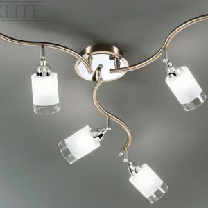 Stylish Bronze 6 Light Large Ceiling Spot Light Bar Acid Glass Shades