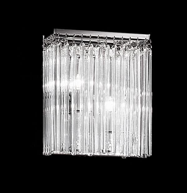 Modern 2 Lamp Twin Wall Light Polished Chrome Smooth Glass Rods